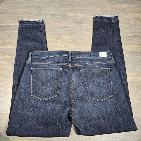 Hudson Women's Jeans Denim Krista Low Rise Skinny Ankle Size 32 Raw Hem Dark - Picture 3 of 10